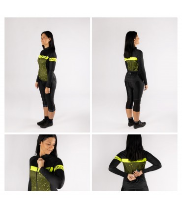 Naiste rattasärk FORCE SPRAY pikakäistega must-neoonkollane