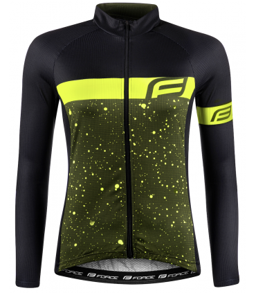 Naiste rattasärk FORCE SPRAY pikakäistega must-neoonkollane